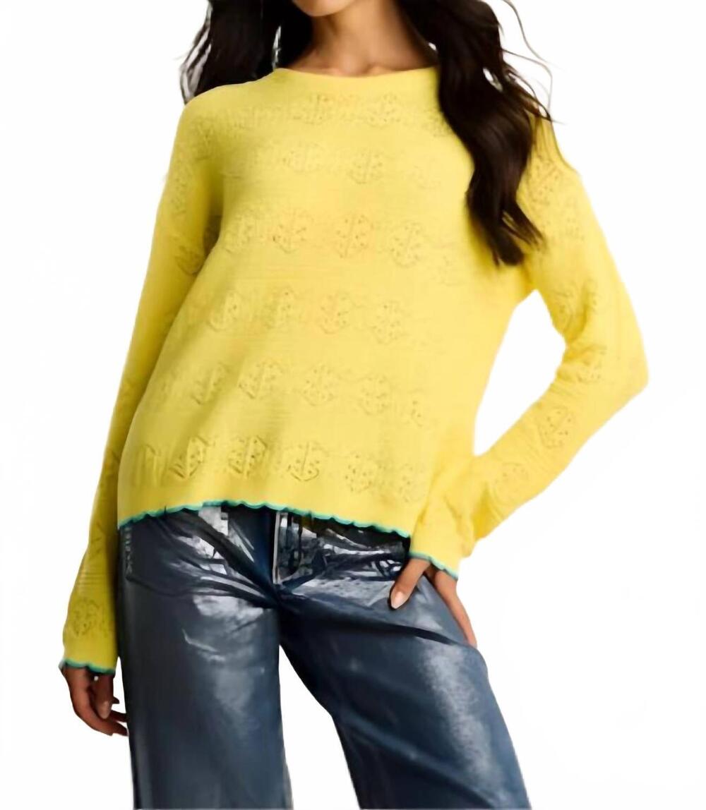 NEW LISA TODD seaside chic sweater in butter turquoise